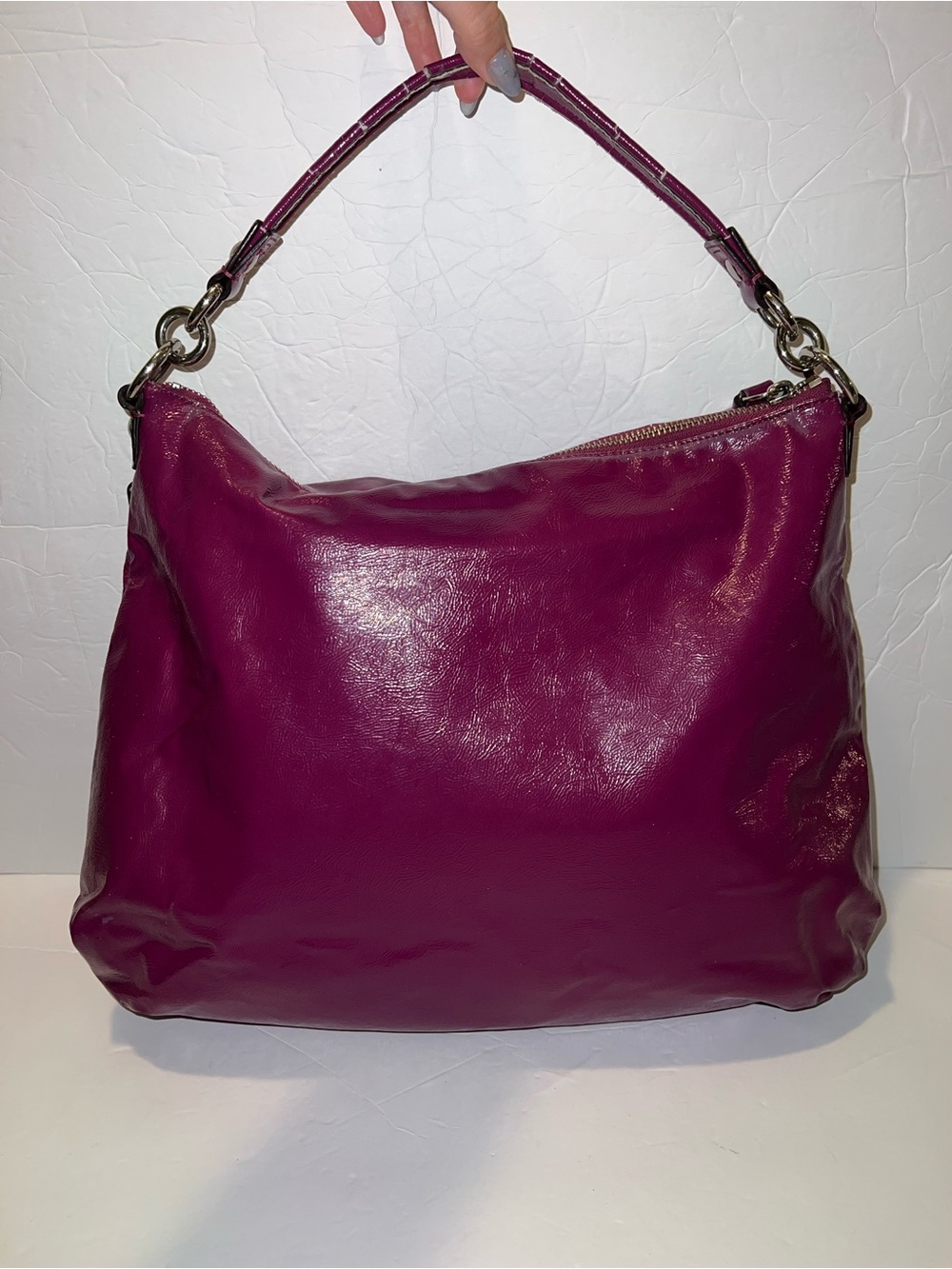 Vintage Y2K Rare Coach Poppy Daisy Liquid Gloss Hobo Bag Berry - Picture 3 of 12